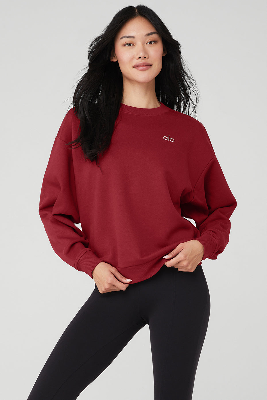 Red Women\'s Alo Yoga Accolade Crew Neck Pullover Sweatshirts | LTW-842617