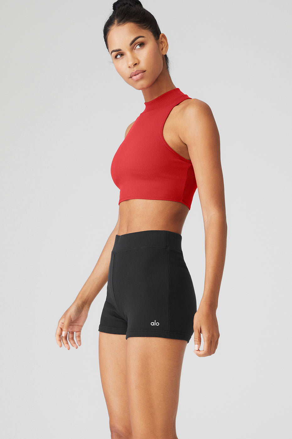 Red Women's Alo Yoga Goddess Rib Cropped Dynamite Tanks | FAJ-249835