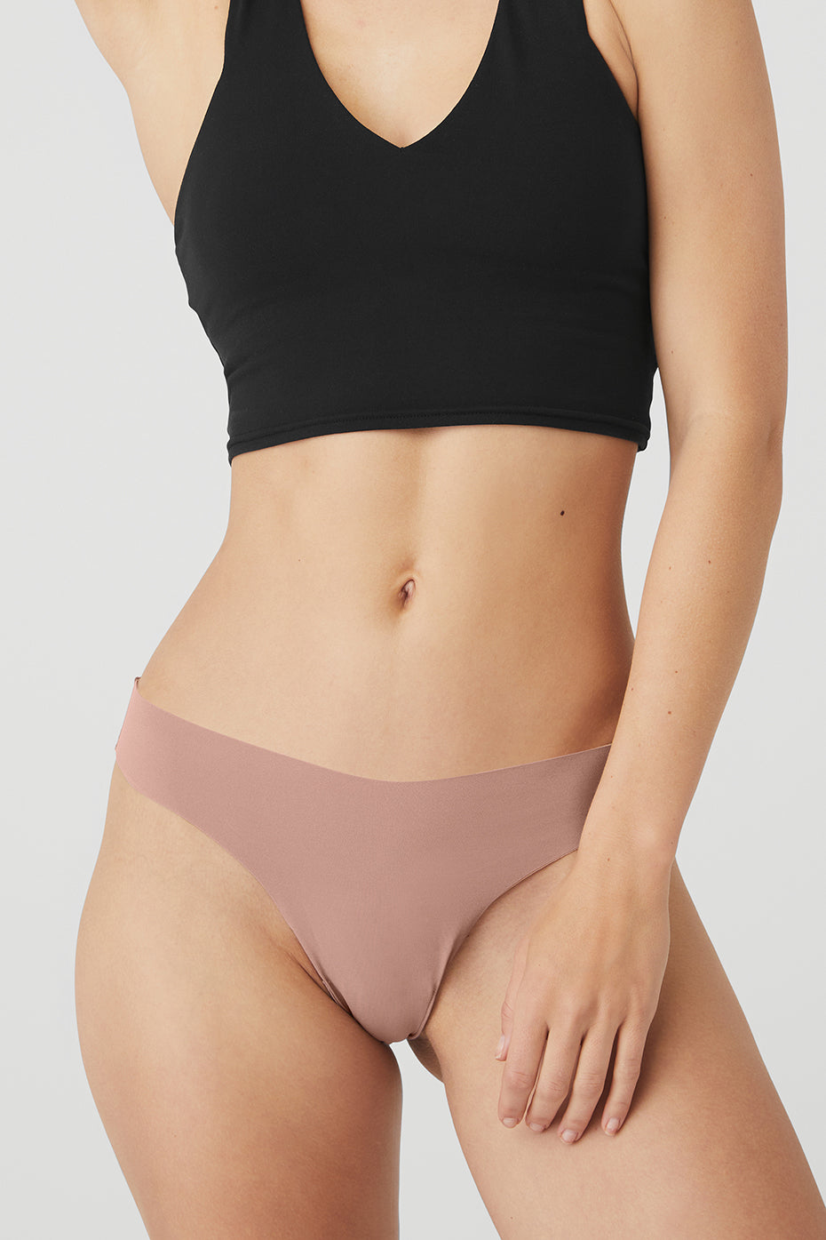 Rose Brown Women's Alo Yoga Airbrush Invisible Thong Underwear | GIS-495761