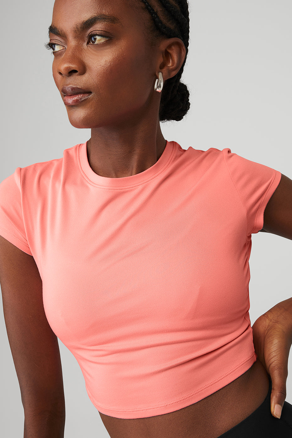 Rose Pink Women's Alo Yoga Alosoft Crop Finesse Short Sleeve | IAV-538064