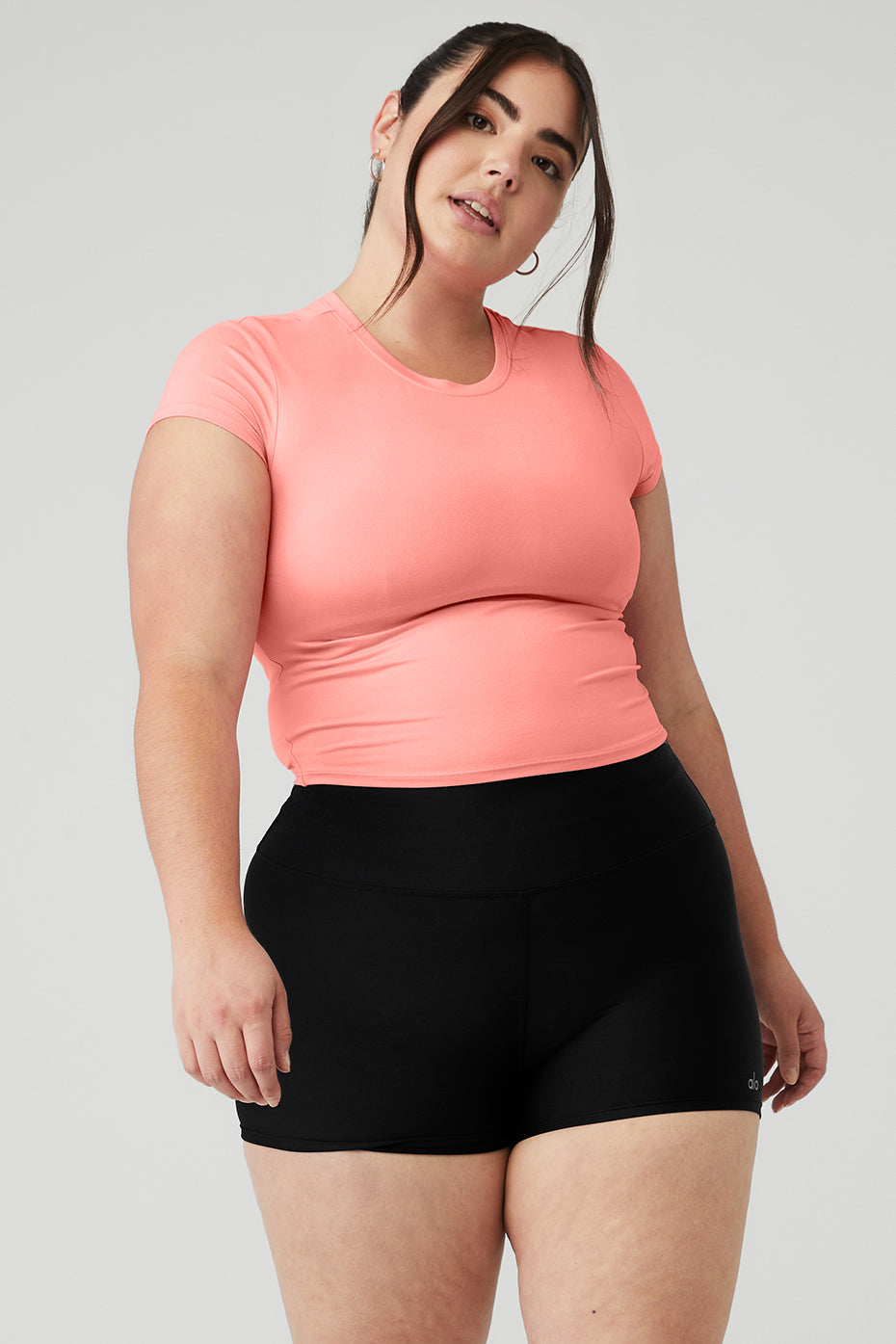 Rose Pink Women's Alo Yoga Alosoft Crop Finesse Short Sleeve | IAV-538064