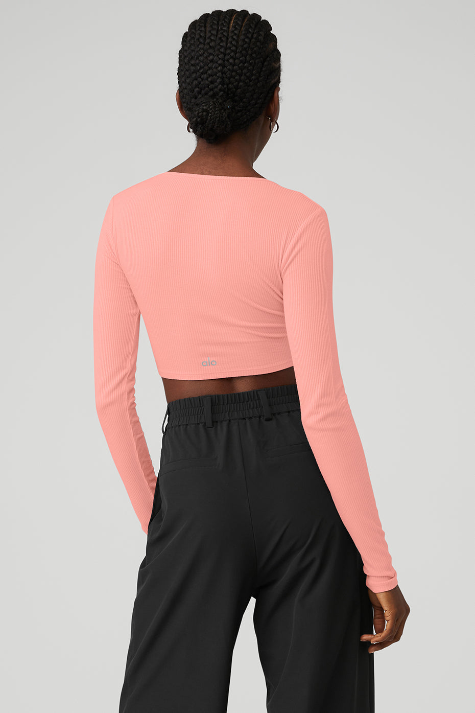 Rose Pink Women's Alo Yoga Ribbed Knotty Long Sleeve | NEO-832074