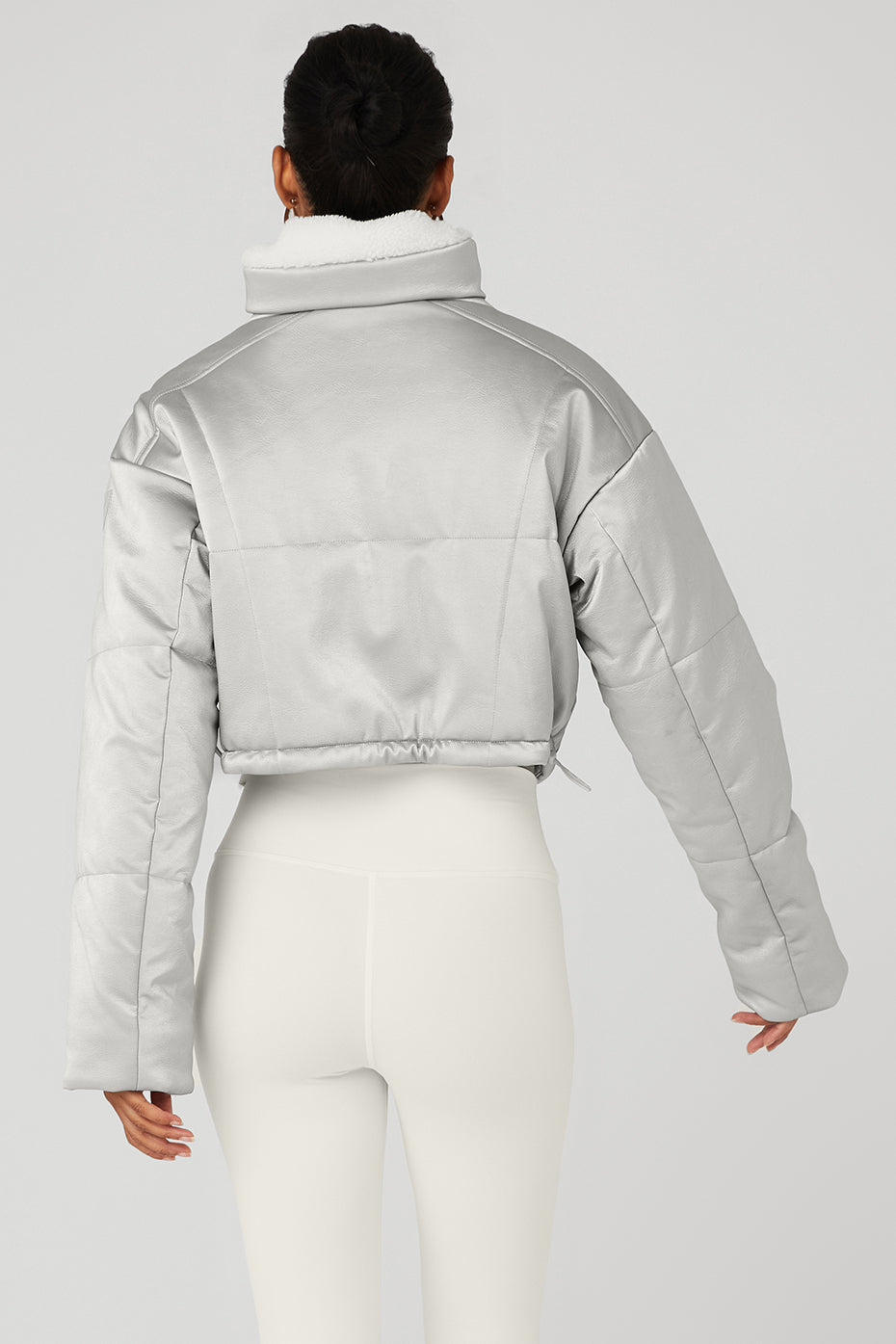 Silver / White Women's Alo Yoga Orion Cropped Puffer Jackets | CZT-854310