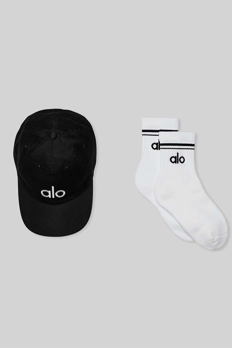 White / Black Unisex Alo Yoga Half-Crew Throwback & Off-Duty Set Socks | HCA-238190