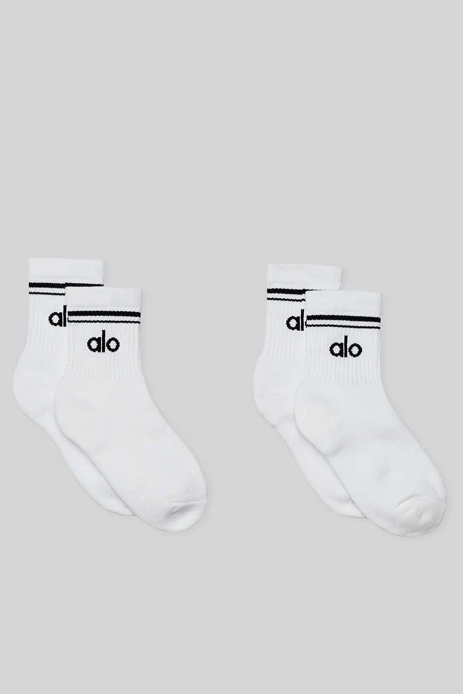 White / Black Unisex Alo Yoga Half-Crew Throwback (2 Pack) Socks | RVD-392754