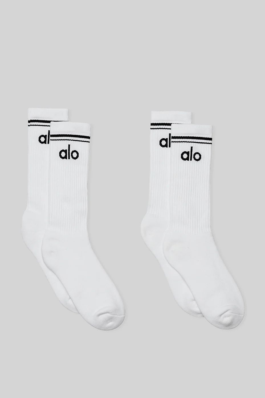 White / Black Unisex Alo Yoga Throwback (2 Pack) Socks | BXG-364502