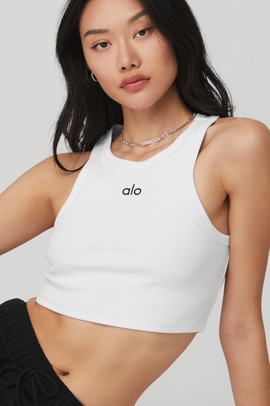 White / Black Women's Alo Yoga Aspire Tanks | KLM-437098