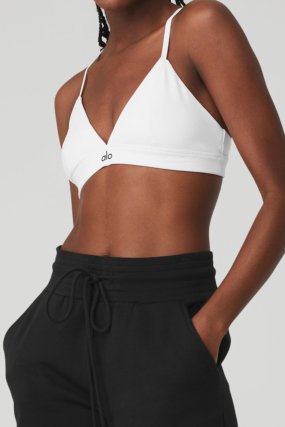 White / Black Women's Alo Yoga Splendor Bras | EOC-490761