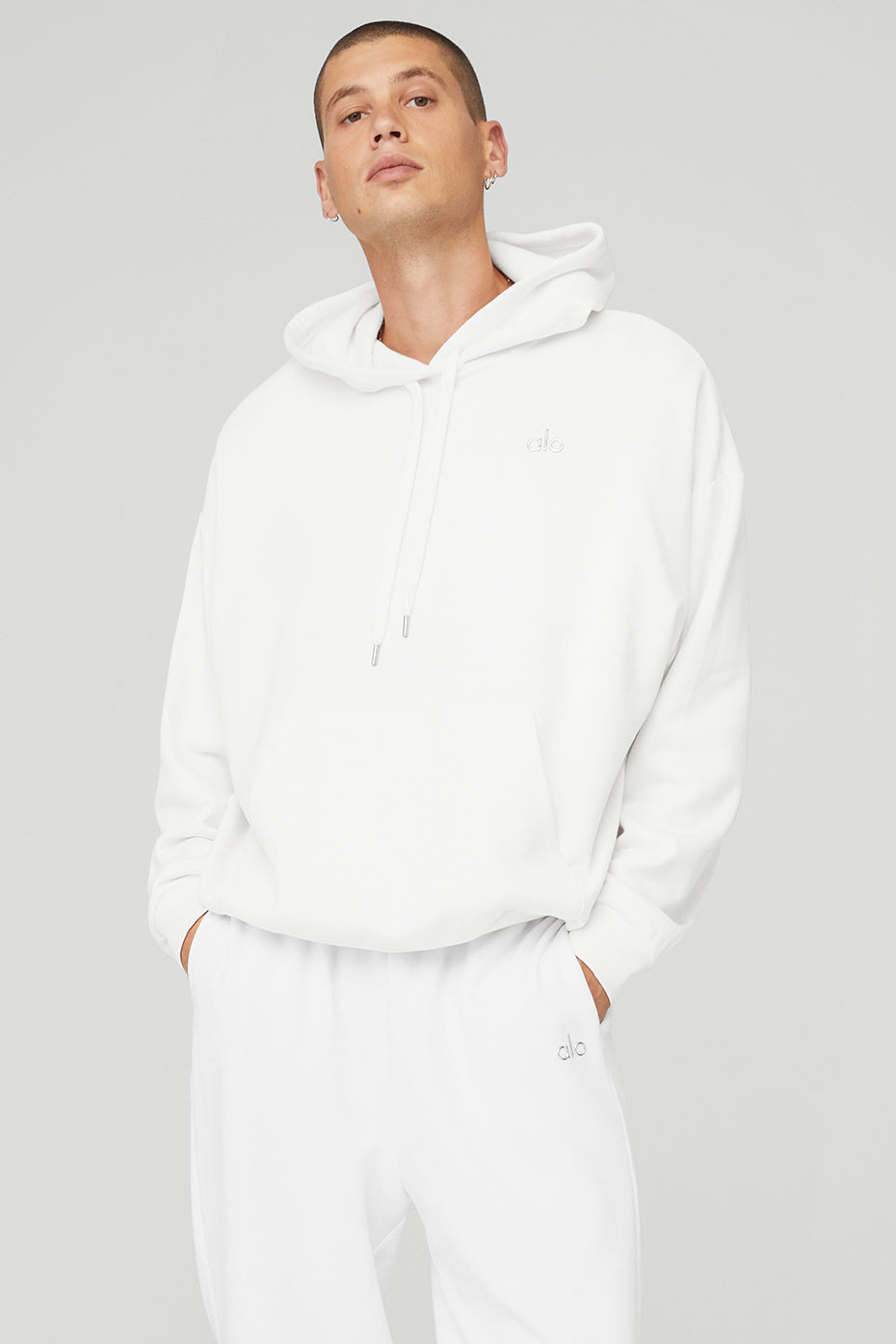 White Men\'s Alo Yoga Accolade Hoodie | LBO-386571