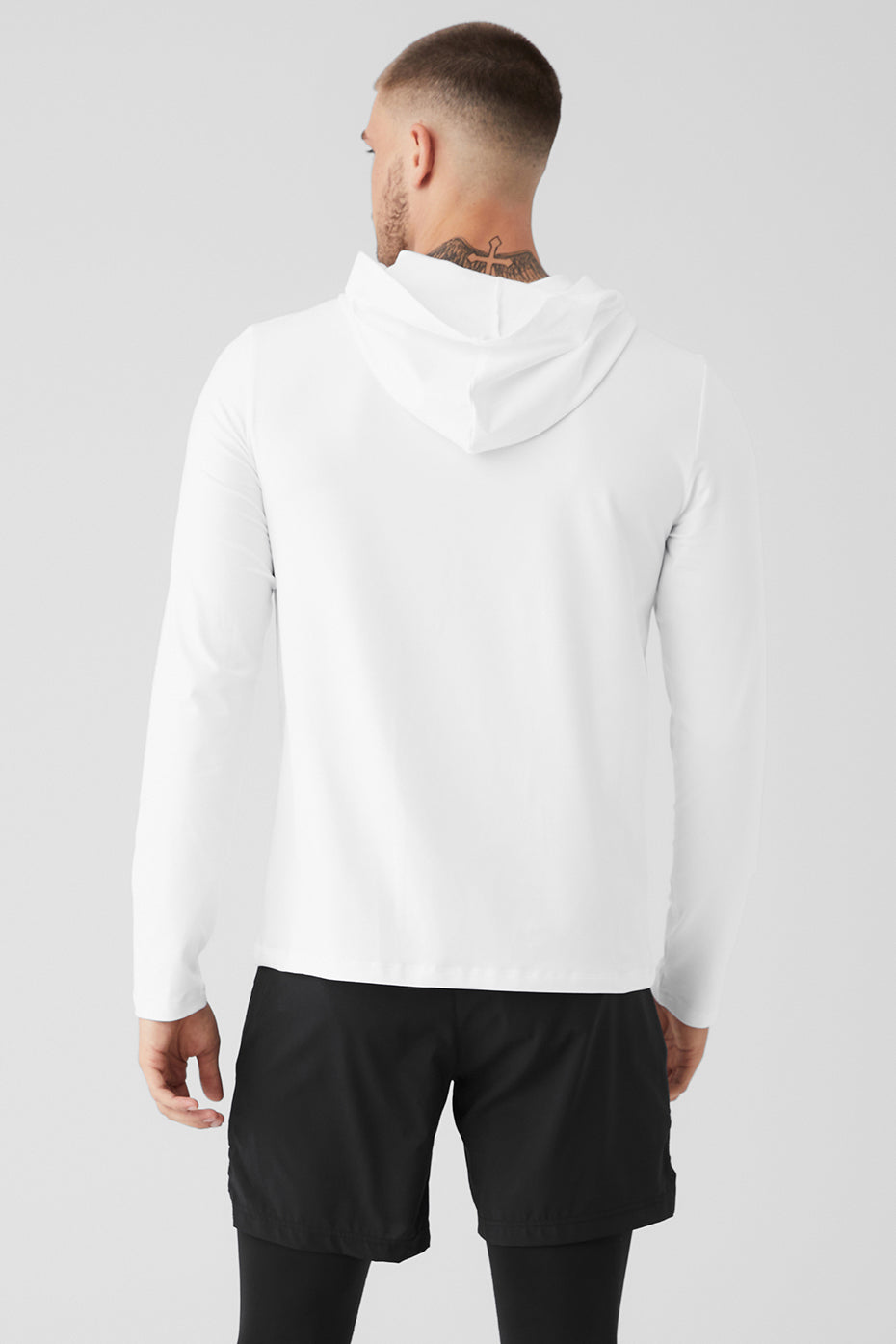 White Men's Alo Yoga Conquer Reform With Hood Long Sleeve | SXN-625703