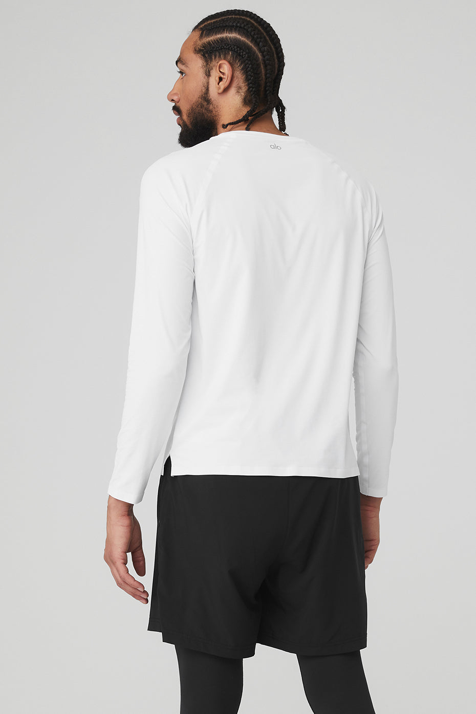 White Men's Alo Yoga Idol Performance Tee Long Sleeve | MPI-824053