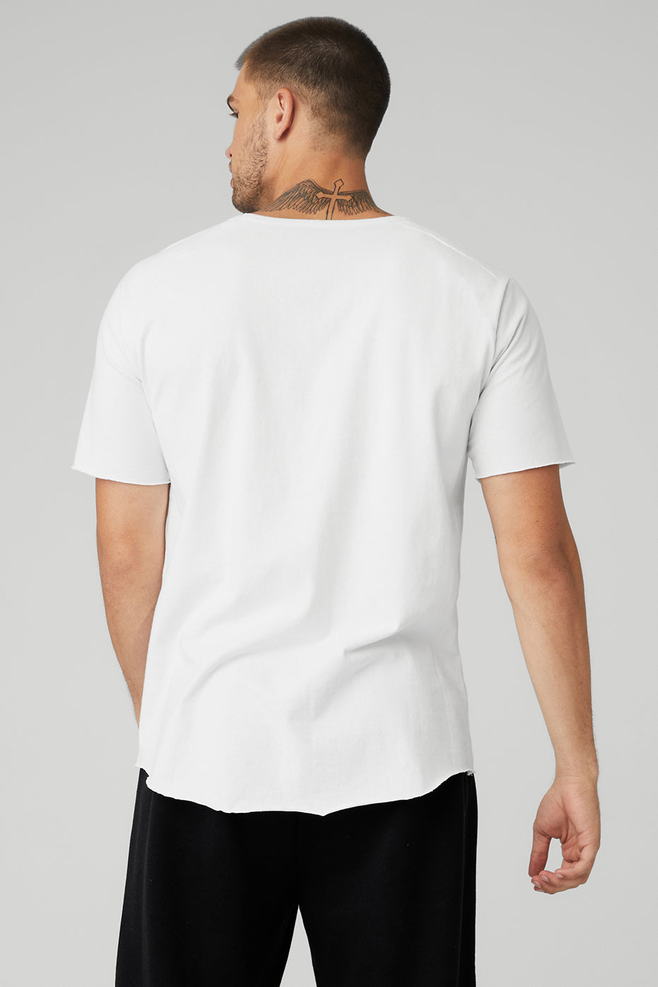 White Men's Alo Yoga Society Crewneck Tee Short Sleeve | EOJ-920745