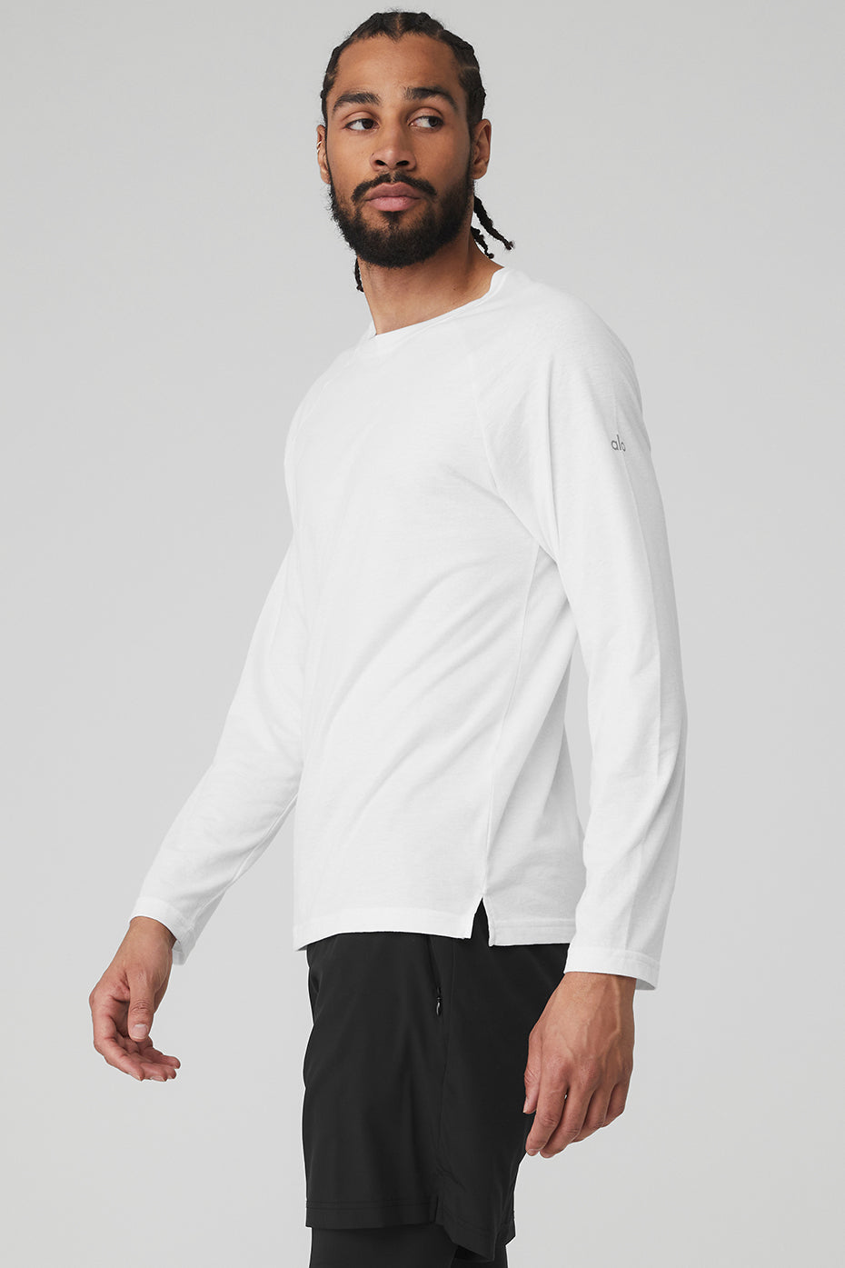 White Men's Alo Yoga Triumph Tee Long Sleeve | TJC-346895