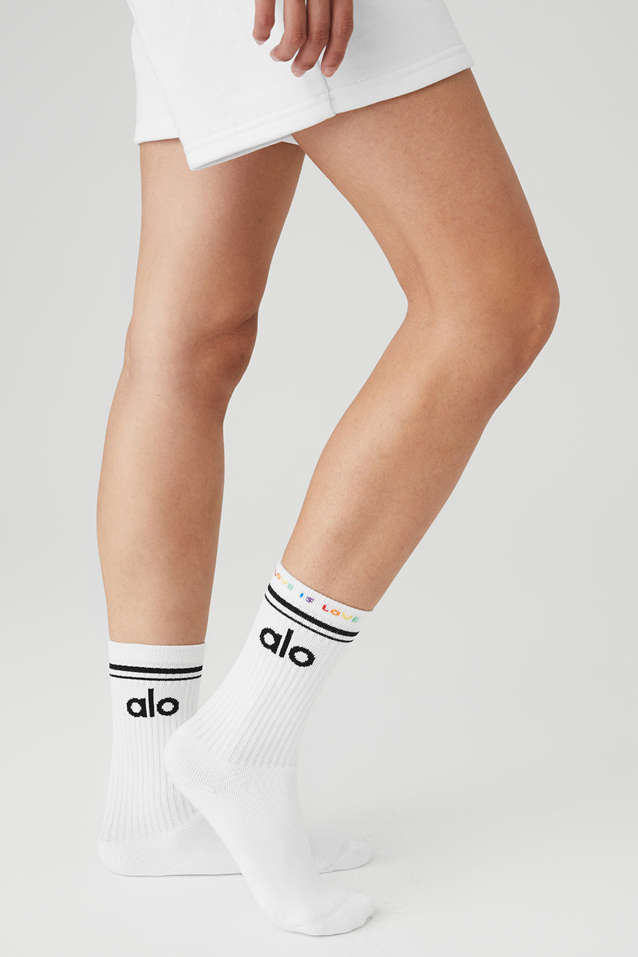 White Unisex Alo Yoga Pride Throwback Socks | MPA-261408