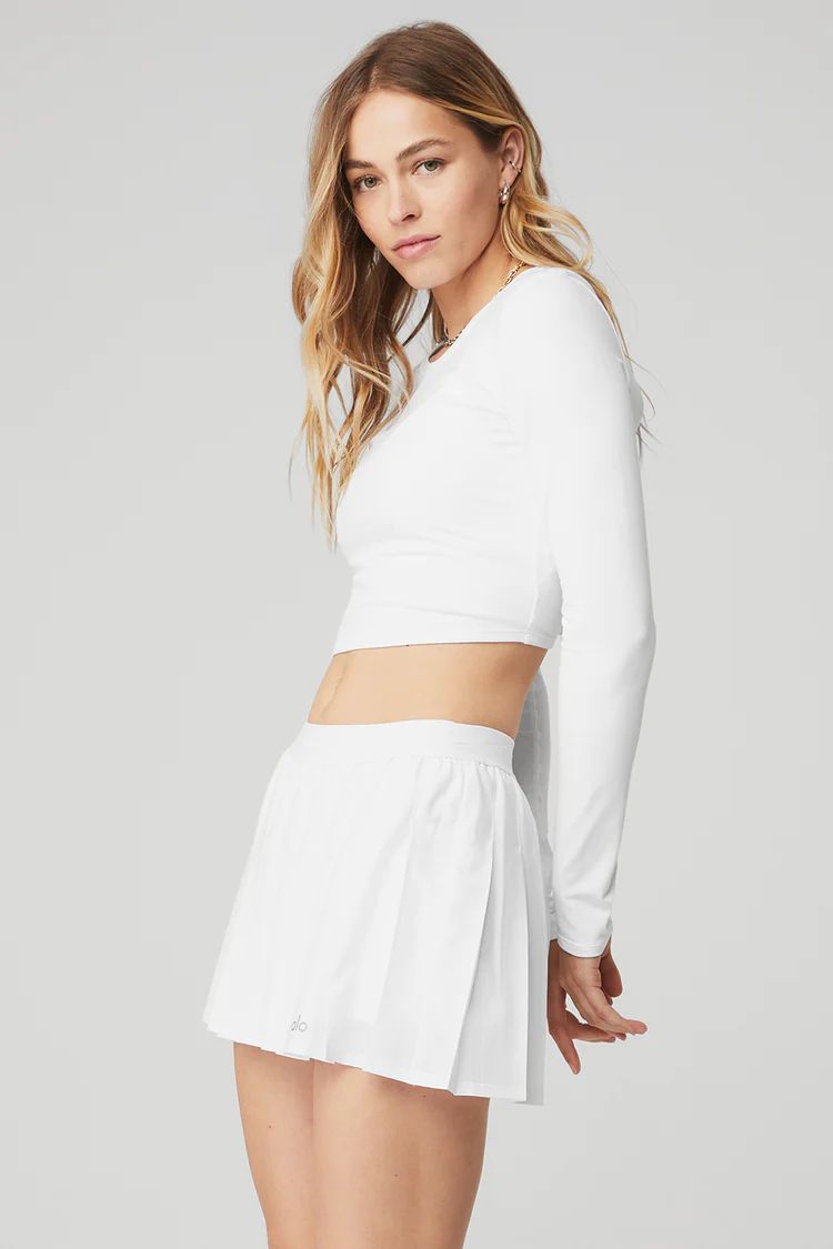 White Women's Alo Yoga Alosoft Crop Finesse Long Sleeve | BAI-618257