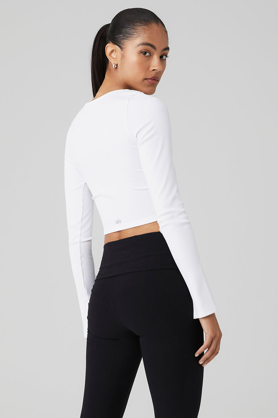 White Women's Alo Yoga Alosoft Ribbed Show Stopper Long Sleeve | RTD-134206