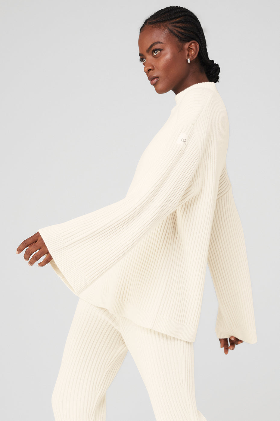 White Women's Alo Yoga Cashmere Ribbed Winter Dream Mock Neck Coverup Long Sleeve | XHA-394657