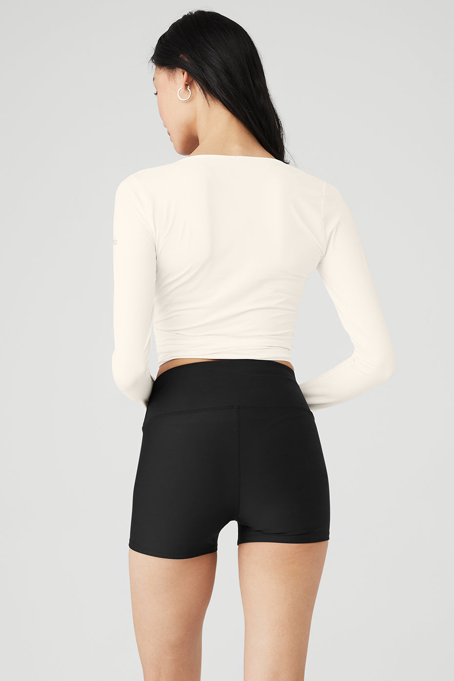 White Women's Alo Yoga Cropped Escalate Wrap Long Sleeve | UPW-430128