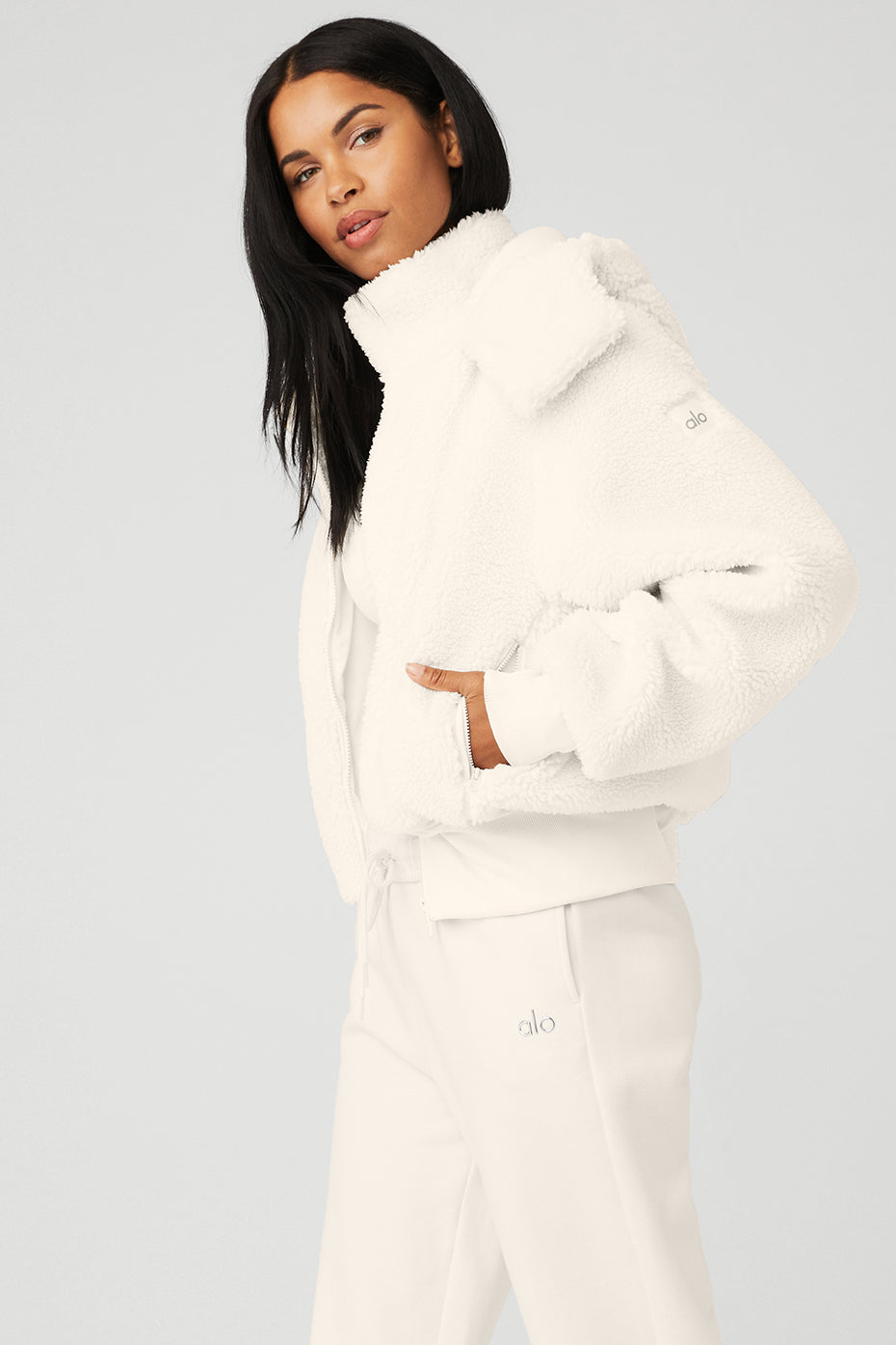 White Women's Alo Yoga Foxy Sherpa Jackets | BLQ-897042