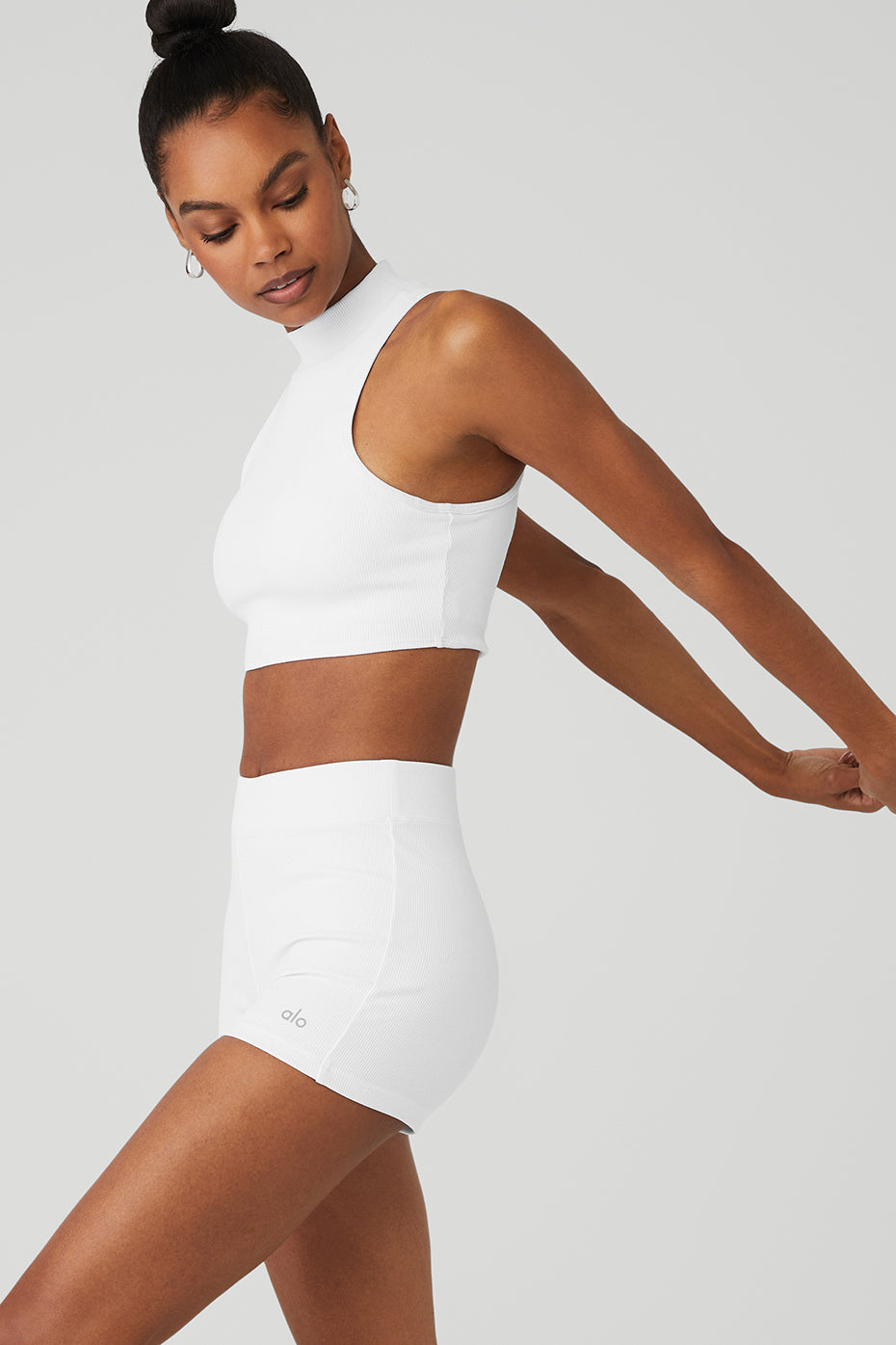 White Women's Alo Yoga Goddess Rib Cropped Dynamite Tanks | QDG-523649