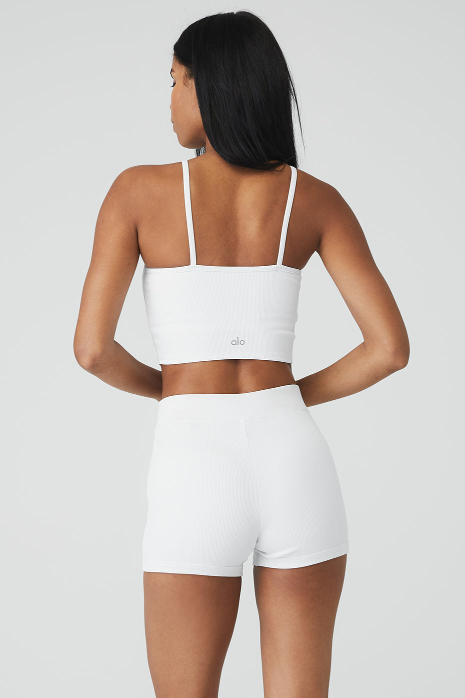 White Women's Alo Yoga Goddess Ribbed Cross Crop Tanks | CEF-349821