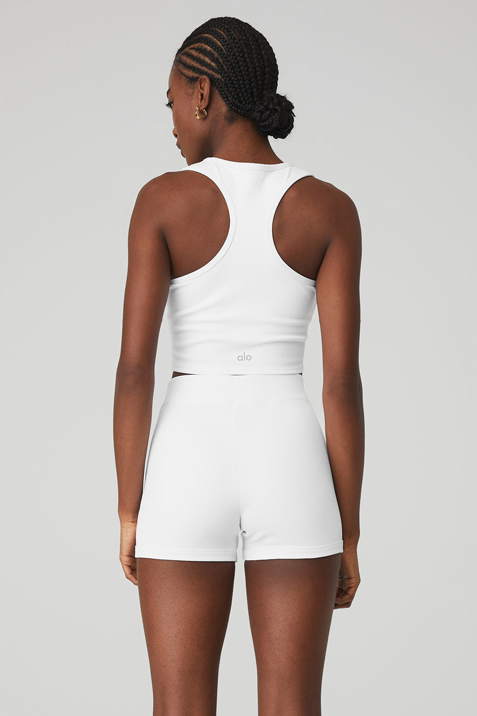 White Women's Alo Yoga Goddess Ribbed Cropped Racerback Tanks | YHW-549017