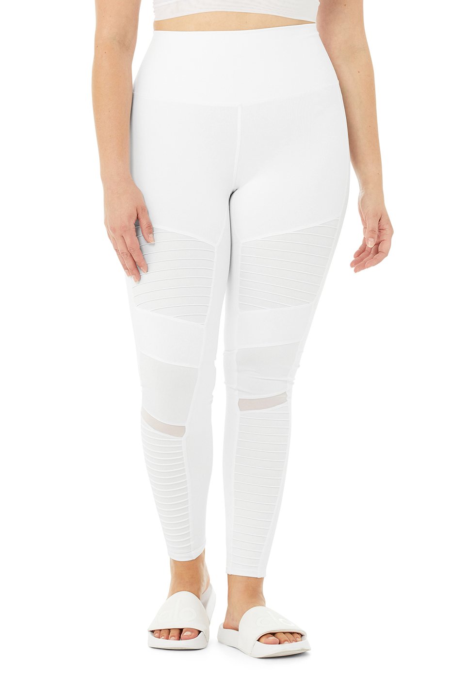 White Women's Alo Yoga High-Waist Moto Leggings | GCI-043725