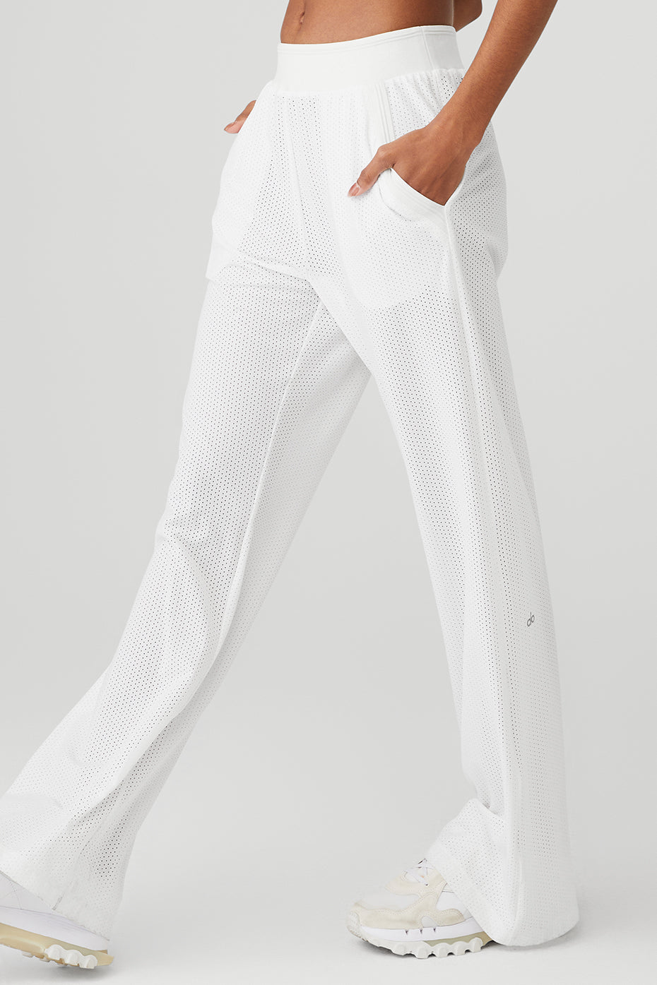 White Women's Alo Yoga Mesh All-Star Wide Leg Pants | MKV-175823