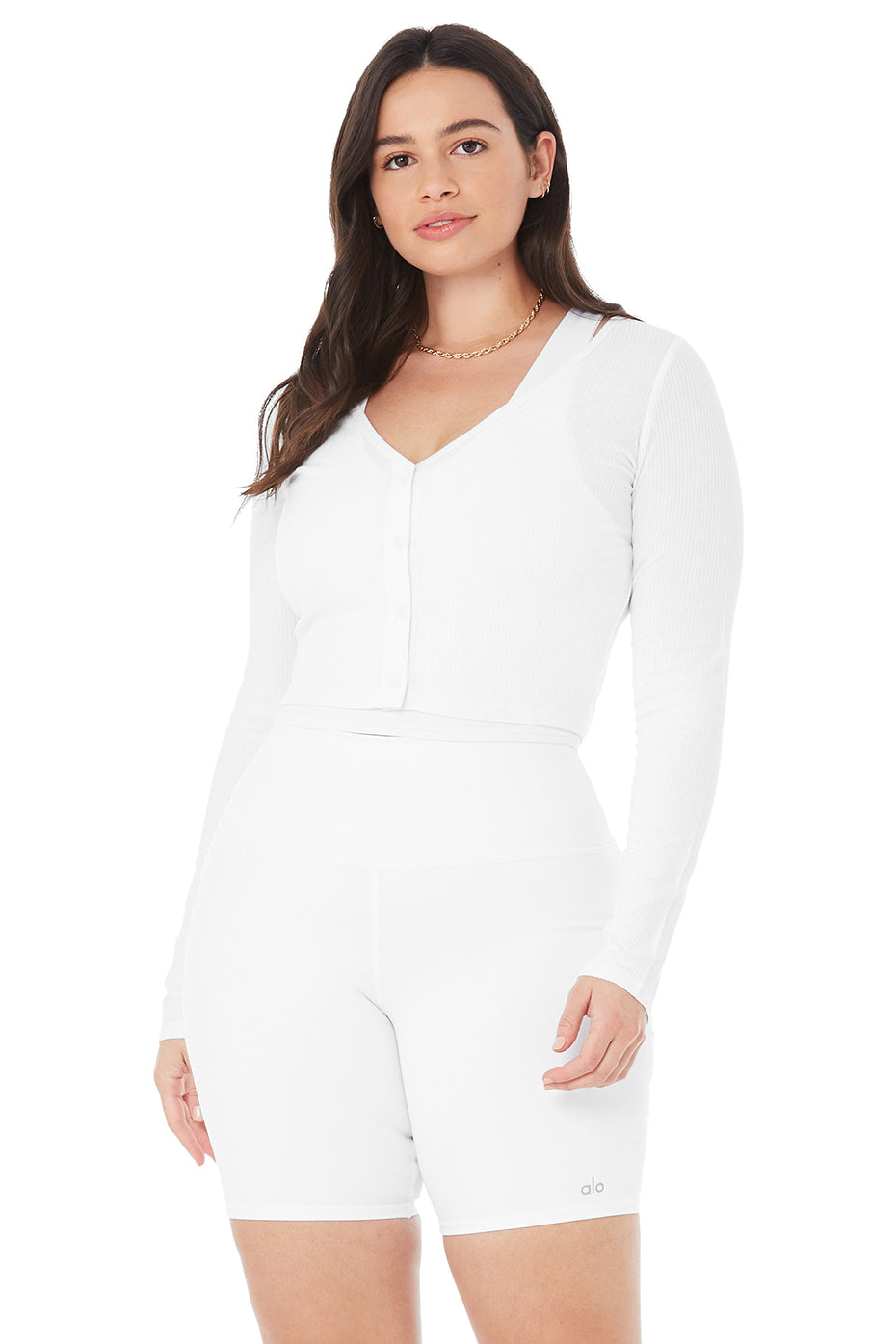 White Women's Alo Yoga Ribbed Cropped Whisper Cardigan Long Sleeve | BYF-938625