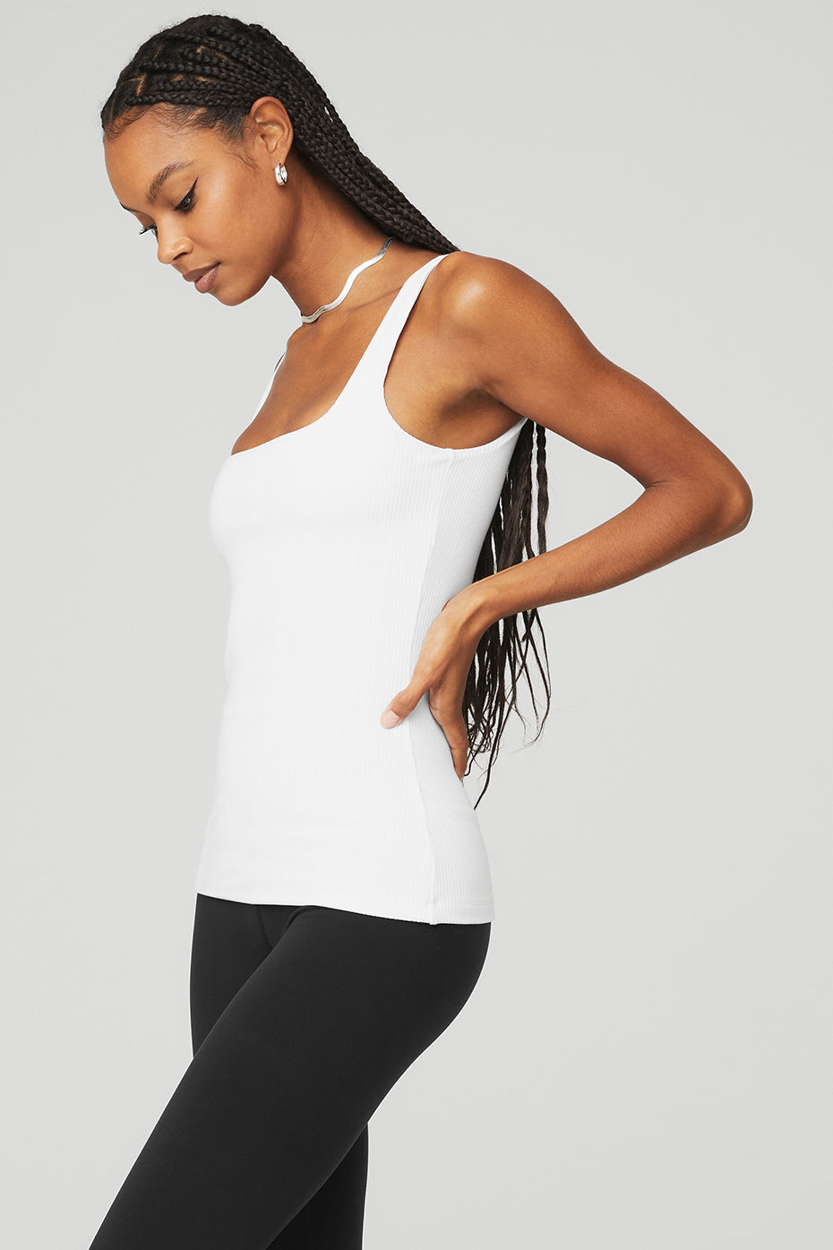 White Women's Alo Yoga Ribbed Minimalist Tanks | BSI-931270