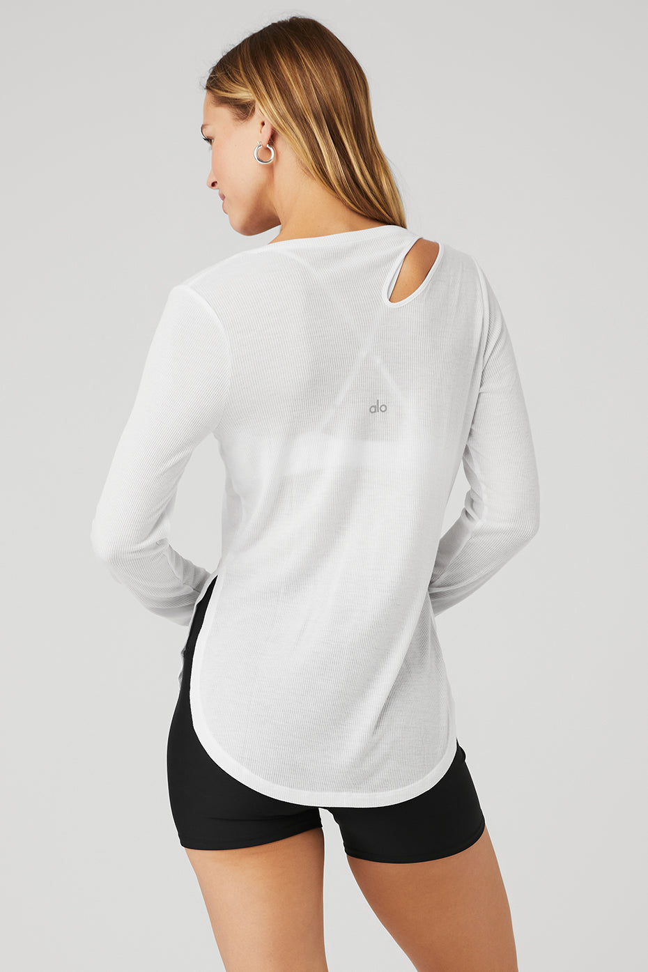 White Women's Alo Yoga Ribbed Peak Long Sleeve | JRM-712894