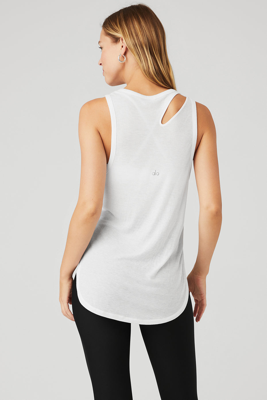 White Women's Alo Yoga Ribbed Peak Tanks | VLN-042586