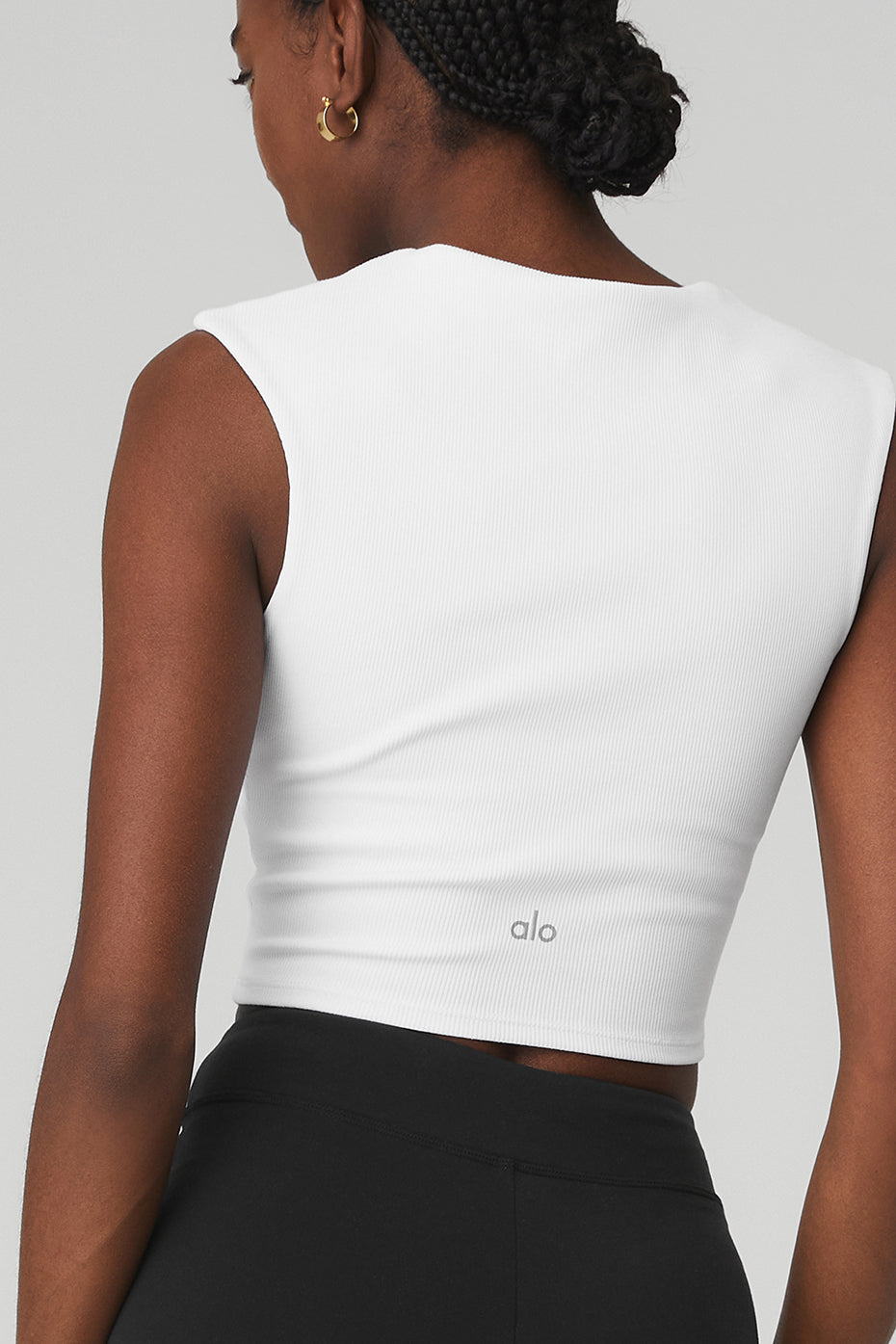 White Women's Alo Yoga Ribbed Sweetheart Short Sleeve | FPG-832510