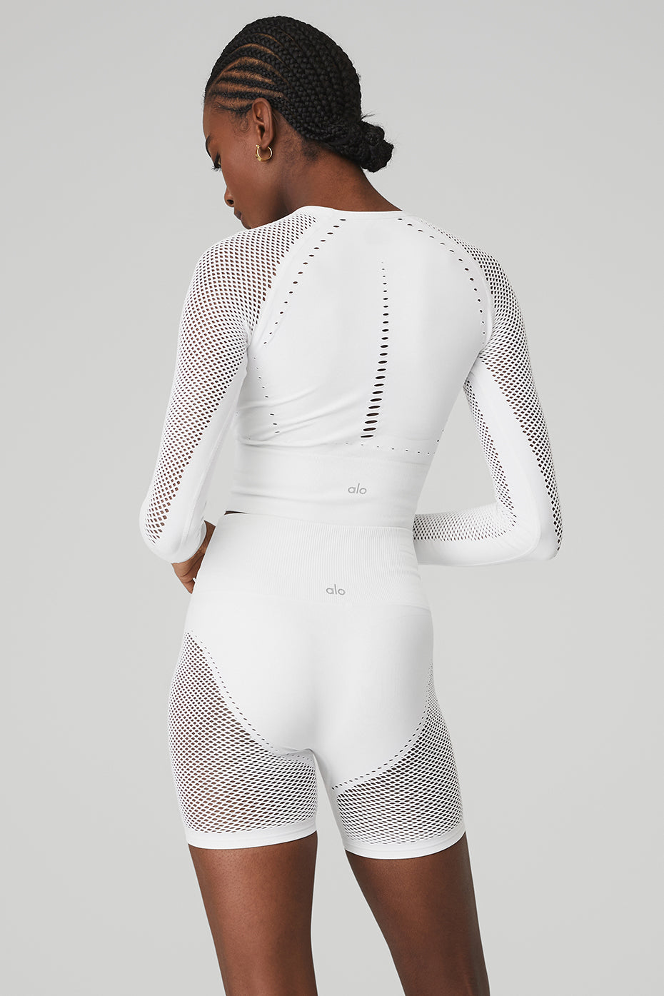 White Women's Alo Yoga Seamless Open Air Long Sleeve | SWQ-287310