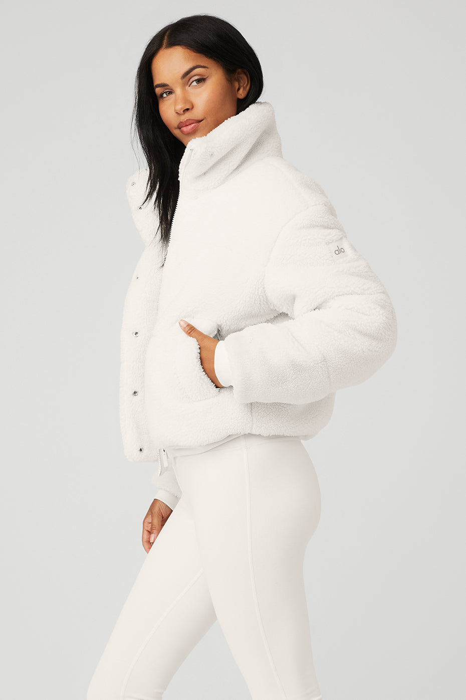 White Women's Alo Yoga Sherpa Snow Angel Puffer Jackets | HNR-740561