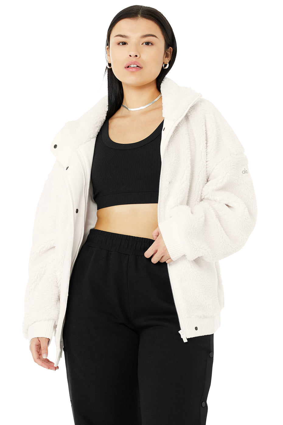 White Women's Alo Yoga Sherpa Varsity Jackets | ZHY-350912