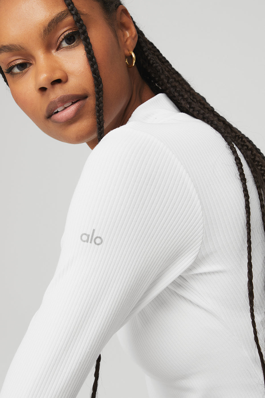 White Women's Alo Yoga Wellness Rib Mock Neck Long Sleeve | SVQ-315968